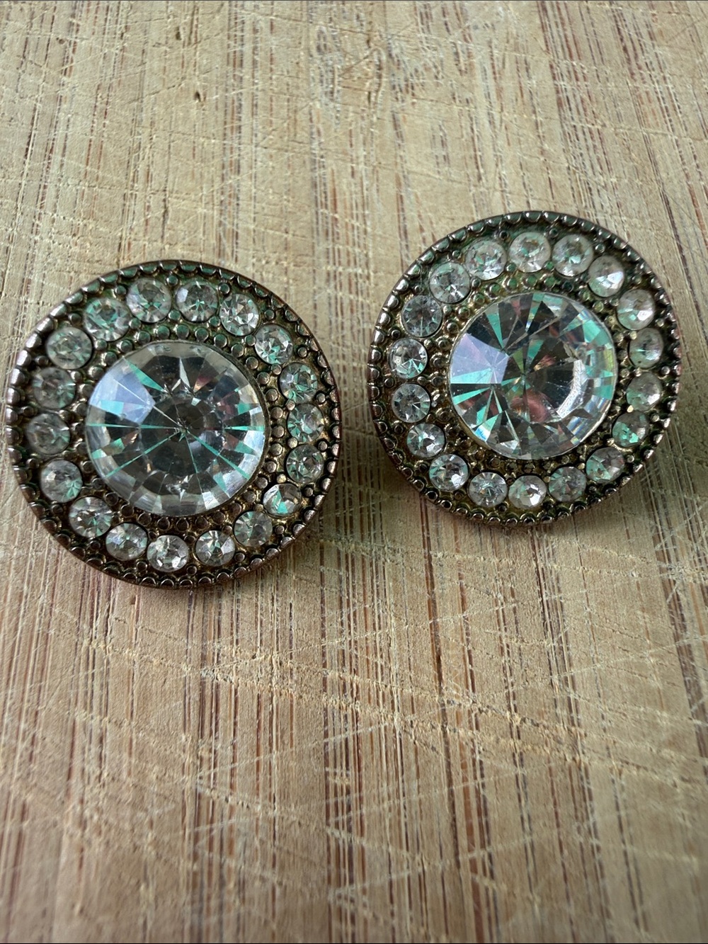 Crystal Halo Round Stud Earrings - Clear Crystal